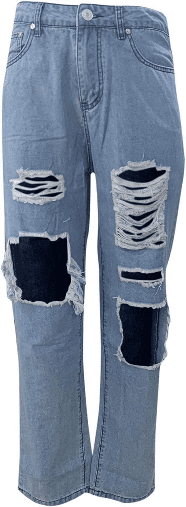 Women'S Ripped Boyfriends Jeans High Waist Wide Leg Denim Pants Vintage Loose Distressed Straight Jeans with Pockets - Image 5