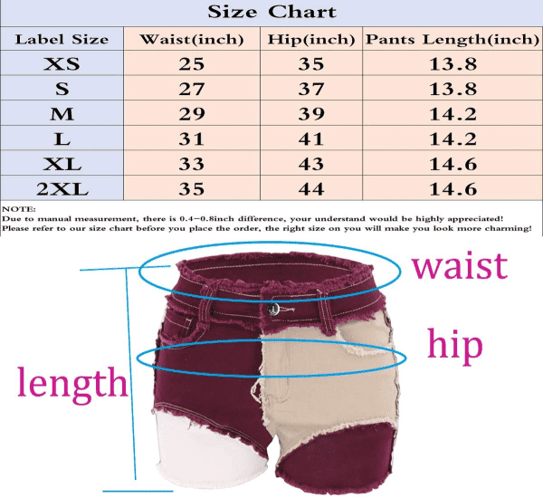 Women'S Casual Summer Color Block Patchwork Frayed Raw Hem Jeans Shorts Fashion Streetwear for Teen Girls B-Blue - Image 5