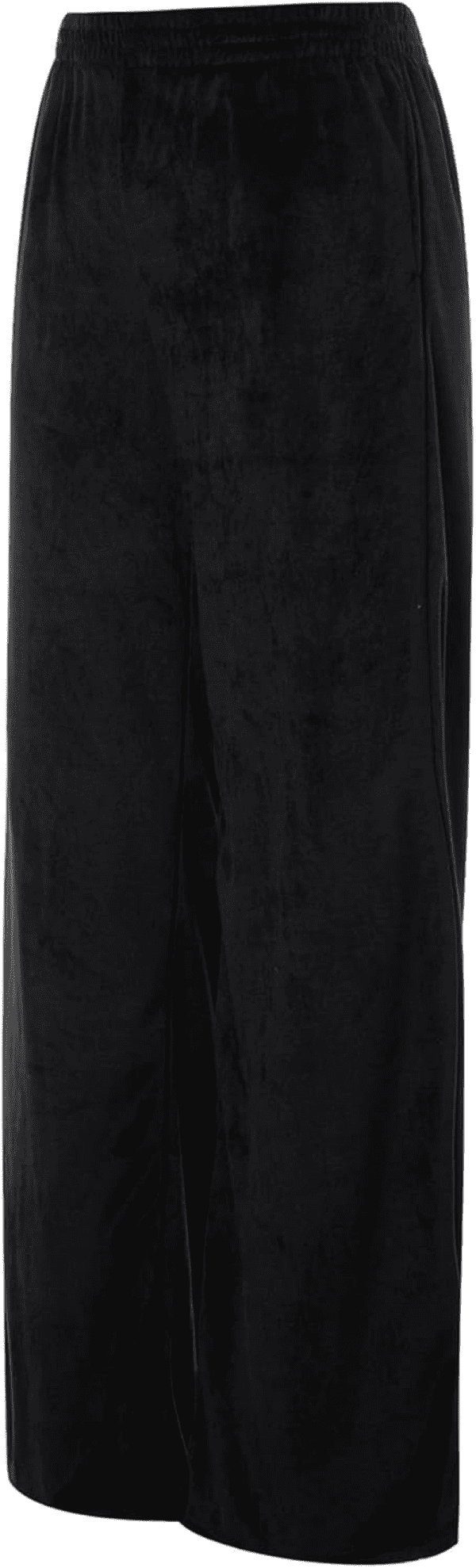 Women'S Casual Elastic Waist Relaxed Fit Wide-Leg Palazzo Slacks Velvet Pants (Black, Small) - Image 2