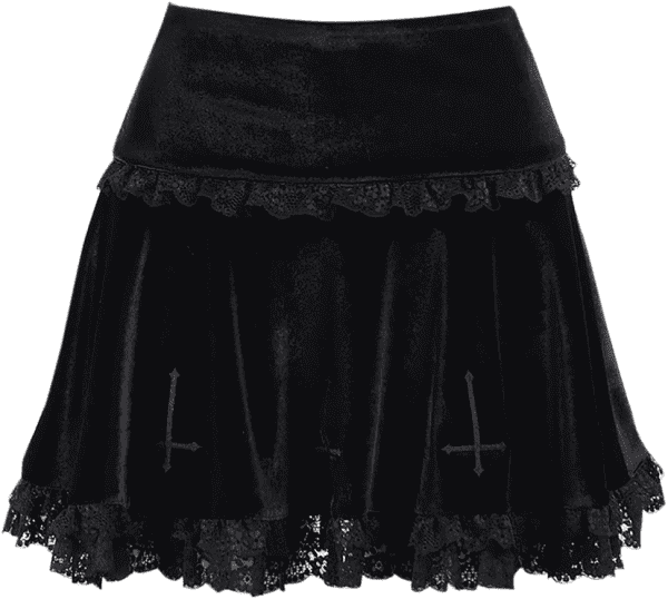 Womens Gothic Mini Skirts Punk Grunge Velvet Skirts High Waist Emo Skirt Mall Goth Alt Harajuku Skirt - Image 2