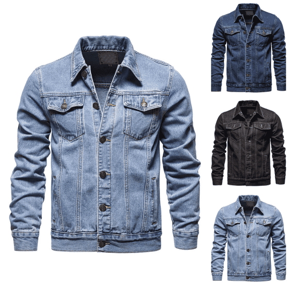 Men Oversized Denim Jacket plus Size Lightweight Button down Lapel Jean Coat Big and Tall Outwear Jackets - Image 4