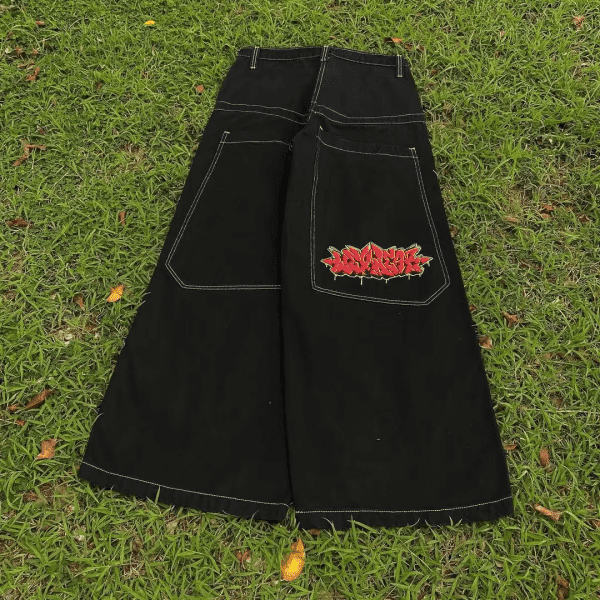 3Pmwear Letter Embroidery Hip Hop Jeans for Men Y2K Retro Baggy Black Straight Wide Leg Pants Harajuku Streetwear Men Clothing - Image 7