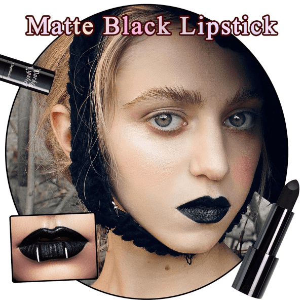 Black Matte Lipstick,Smooth Velvet Black Lipstick for Women,Highly Pigmented,Full Coverage Long Lasting & Waterproof Black Lip Gloss Stain Balm for Halloween Parties Goth Makeup - Image 2