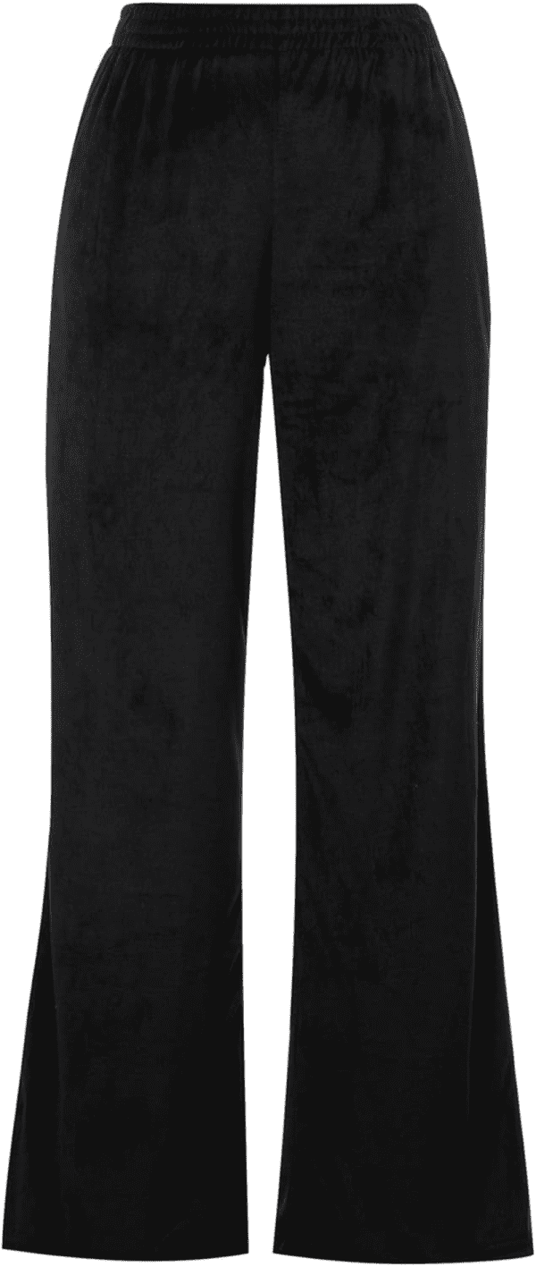 Women'S Casual Elastic Waist Relaxed Fit Wide-Leg Palazzo Slacks Velvet Pants (Black, Small)