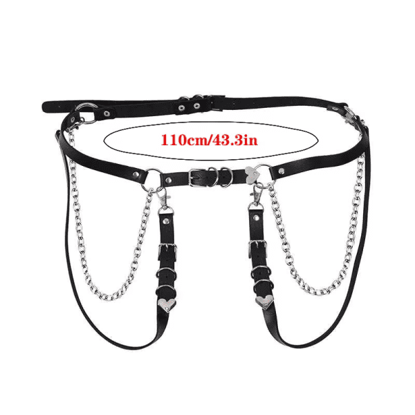 Woman Punk Hiphop Heart Belt Chain Leather Harness Leg Belt Gothic Adjustable Body Waist Strap Girl Dress Jeans Skirt Waistband - Image 4