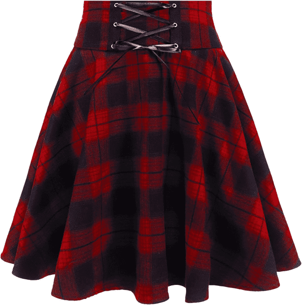 Women'S Gothic Plaid Mini Skirts High Waist Skater Cosplay a Line Flare Skirts