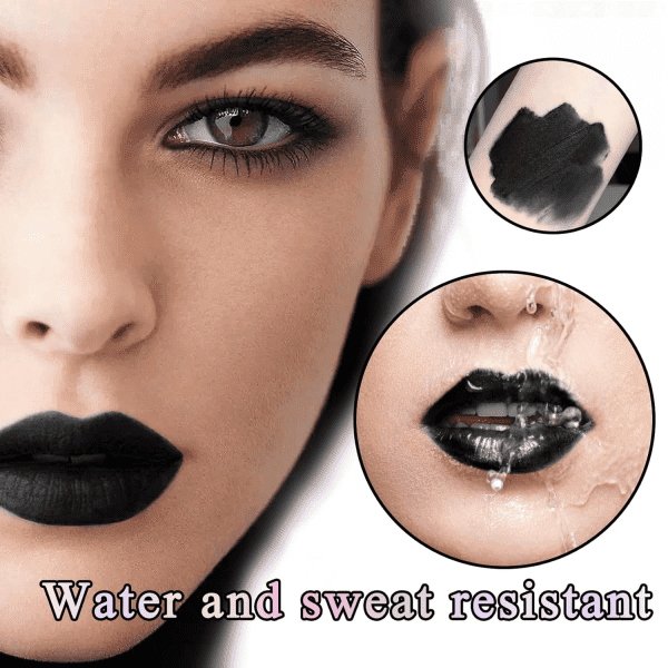 Black Matte Lipstick,Smooth Velvet Black Lipstick for Women,Highly Pigmented,Full Coverage Long Lasting & Waterproof Black Lip Gloss Stain Balm for Halloween Parties Goth Makeup - Image 3