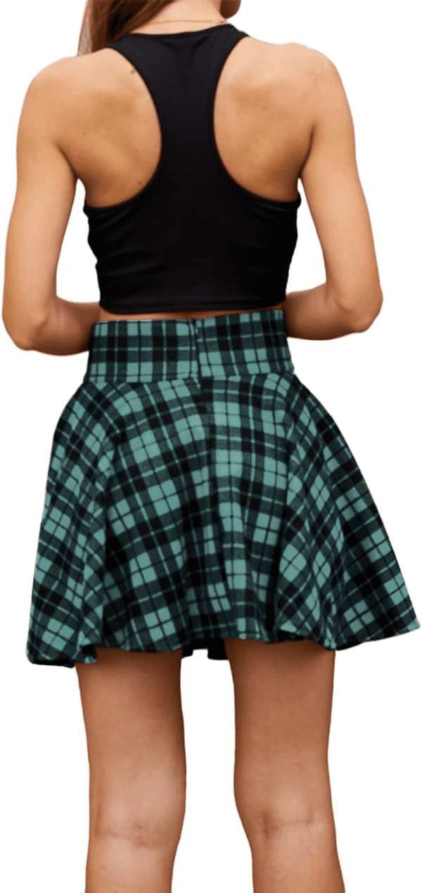 Womens Plaid Mini Skirts Gothic High Waist Skater Cosplay a Line Skirt - Image 5