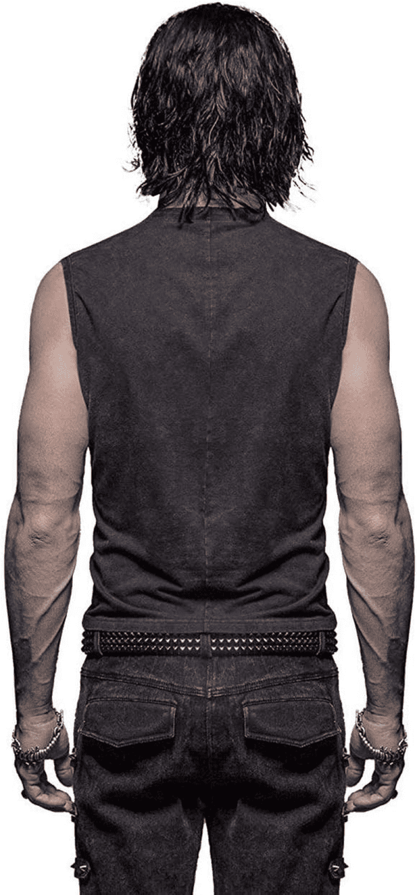 Man Cotton Leather Belt Sleeveless T-Shirt Front Strap Vest Bandage Casual Tank Tops Steampunk Vest - Image 3