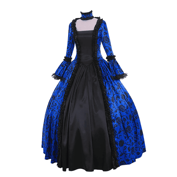 Women'S Fall Winter Retro Dress Lace up Ball Long Sleeve Gowns Dresses Ladies Evening Party Dress Formal Evening Dress Fall Winter Gothic Retro Floral Print Ball Gowns Gowns Dress - Image 29