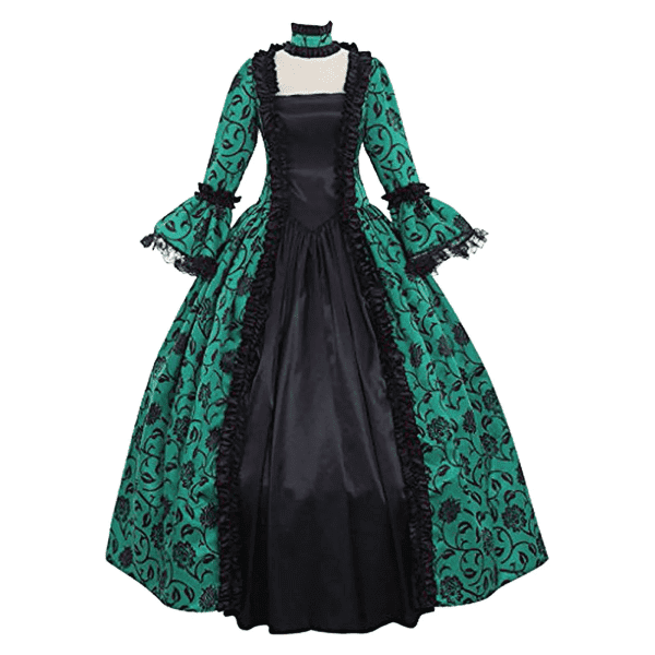 Women'S Fall Winter Retro Dress Lace up Ball Long Sleeve Gowns Dresses Ladies Evening Party Dress Formal Evening Dress Fall Winter Gothic Retro Floral Print Ball Gowns Gowns Dress - Image 21