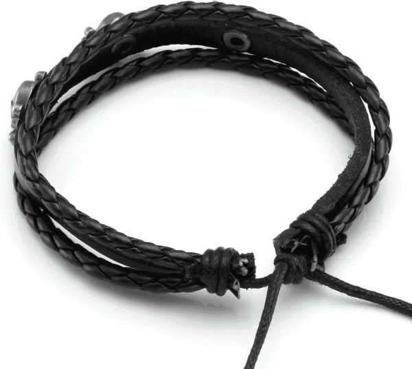 6Pcs Men Braided Leather Bracelet Black Punk Rock Skull Bracelet - Image 3