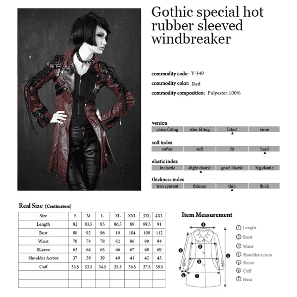 Gothic Style Women Vampire Red Punk Studded Heavy Pu Motorcycle Jacket Leather Fashion Brand Quality Long Coat - Image 7