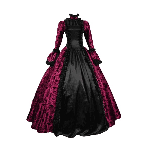 Women'S Fall Winter Retro Dress Lace up Ball Long Sleeve Gowns Dresses Ladies Evening Party Dress Formal Evening Dress Fall Winter Gothic Retro Floral Print Ball Gowns Gowns Dress - Image 13