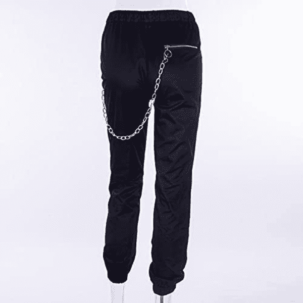 Women'S Chain Cargo Pants Goth Fit High Waist Black Trousers Streetwear Punk Pants for Women a Black Xx-Large - Image 7