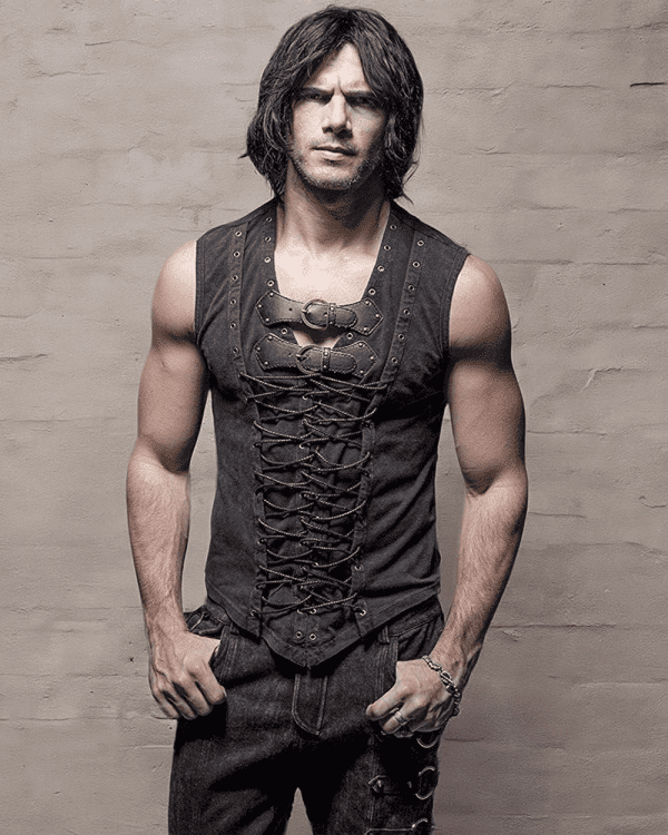 Man Cotton Leather Belt Sleeveless T-Shirt Front Strap Vest Bandage Casual Tank Tops Steampunk Vest - Image 10