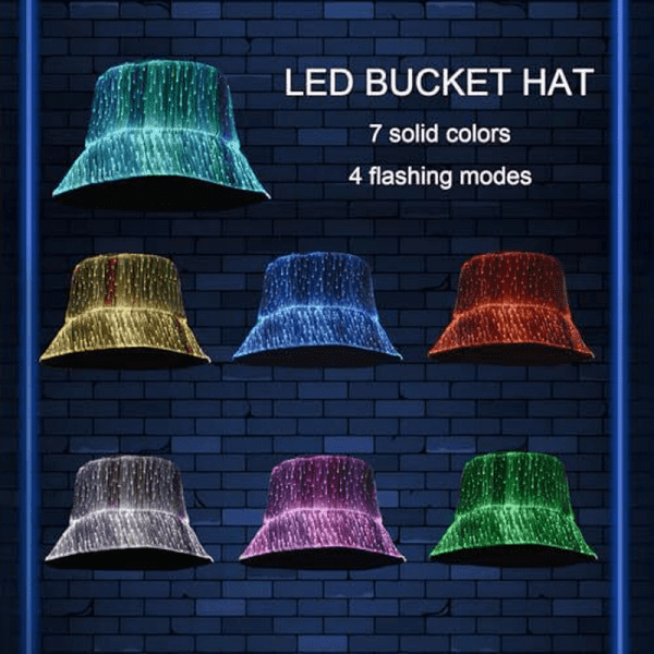 LED Bucket Hat, Rave Bucket Hat 7 Colors, Light up Hat Rave Accessory, Neon - Image 9