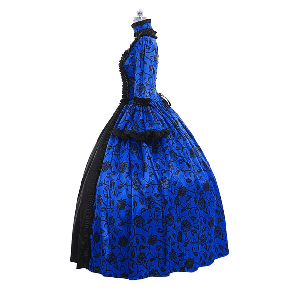 Women'S Fall Winter Retro Dress Lace up Ball Long Sleeve Gowns Dresses Ladies Evening Party Dress Formal Evening Dress Fall Winter Gothic Retro Floral Print Ball Gowns Gowns Dress - Image 6