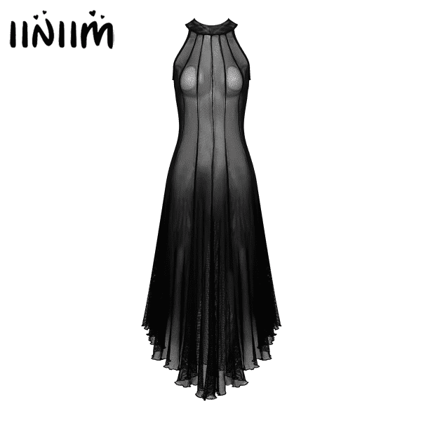 Women Gothic Sexy Dresses Transparent See-Through Mesh Dress Mock Neck Sleeveless Dresses Halloween Punk Rave Clubwear - Image 2