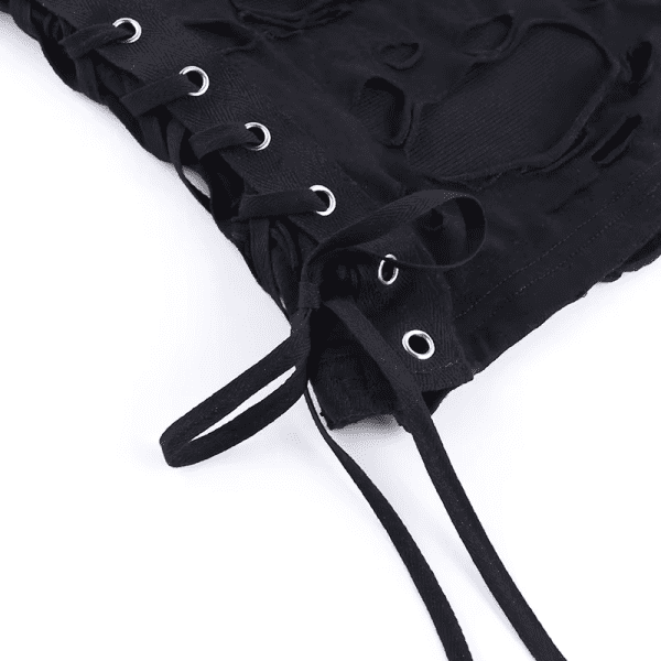 Goth Mall Gothic Vest Women Sexy Hole See through Lace-Up Crop Tank Tops Streetwear Cyber Punk New Fashion Rave Outfits - Image 6