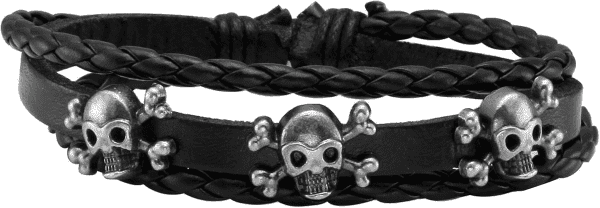 6Pcs Men Braided Leather Bracelet Black Punk Rock Skull Bracelet - Image 2