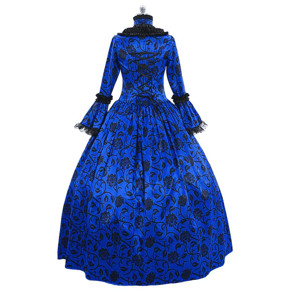 Women'S Fall Winter Retro Dress Lace up Ball Long Sleeve Gowns Dresses Ladies Evening Party Dress Formal Evening Dress Fall Winter Gothic Retro Floral Print Ball Gowns Gowns Dress - Image 7