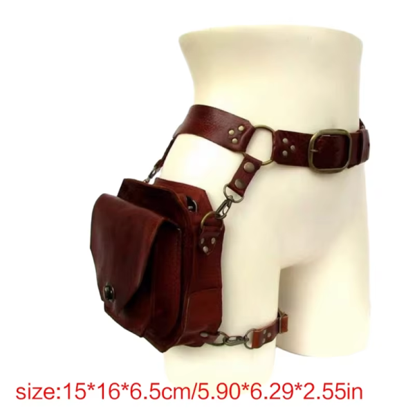 Medieval Waist Belt Drop Leg Bag Thigh Steampunk Waist Pack PU Leather Fanny Bag Motorcycle Thigh Wallet for Women - Image 6